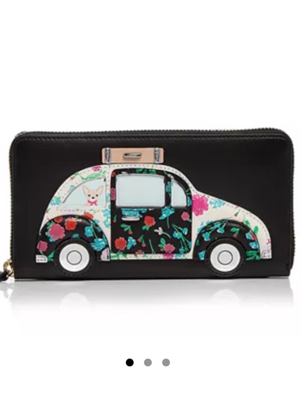 Kate Spade New York Scenic Route Car Appliqué black Leather Wallet  like new